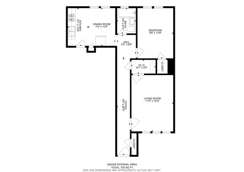 A black and white image of a floor plan for a house.